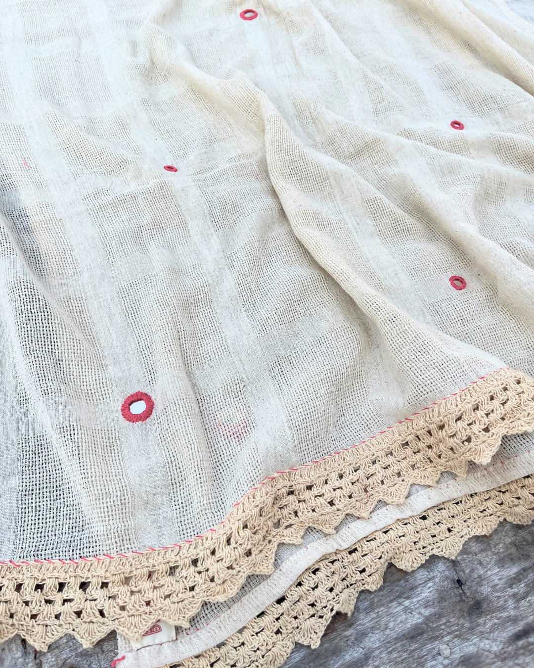 Mirror Embroidered Kora Dupatta