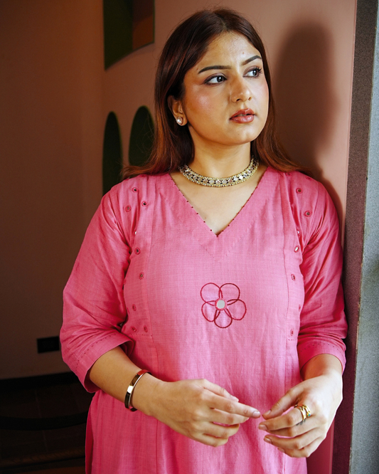 Dia Handwoven Cotton Mirror Kurta set