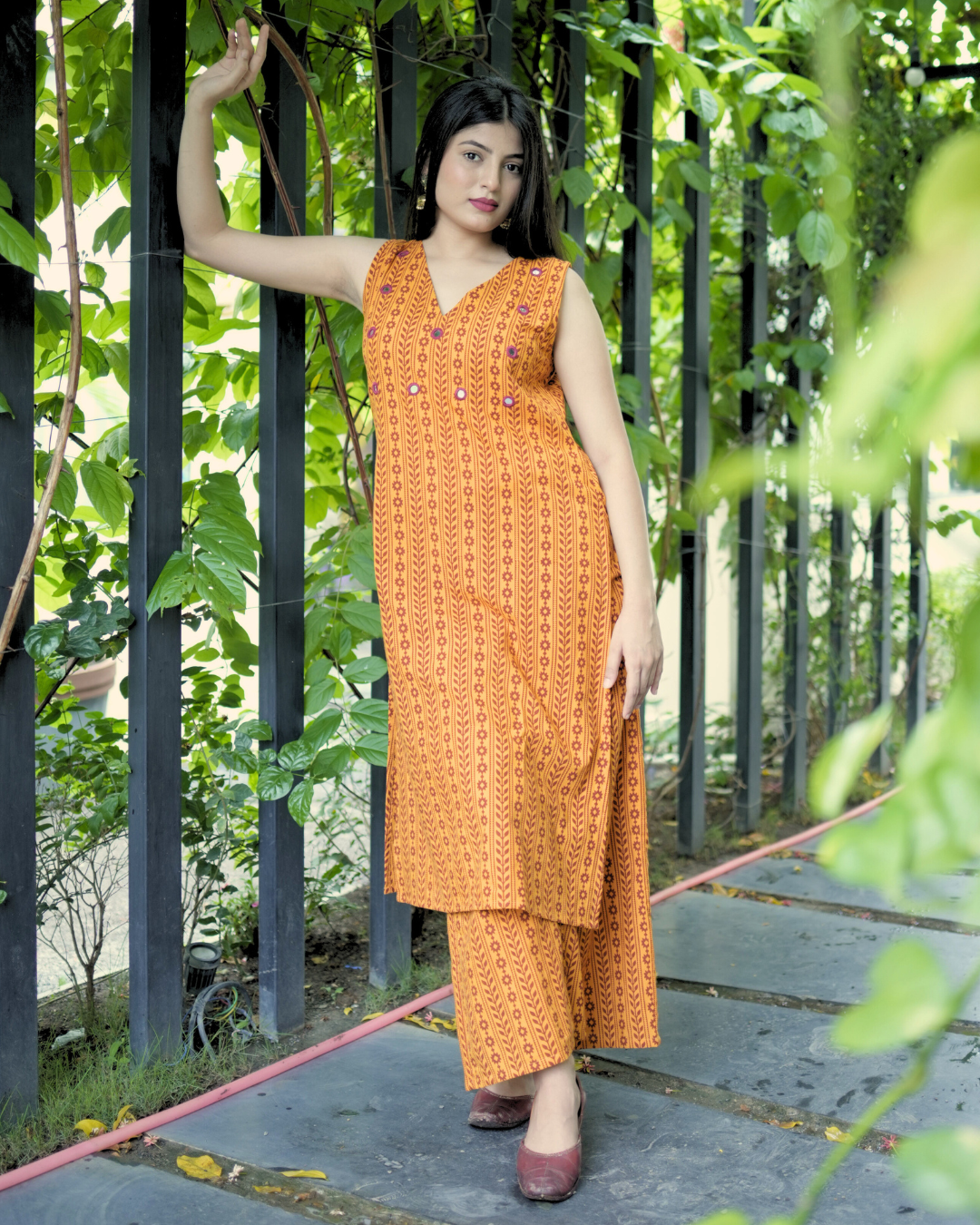 Shop yellow Bagh print cotton tunic set online at bebaakstiudio.com
