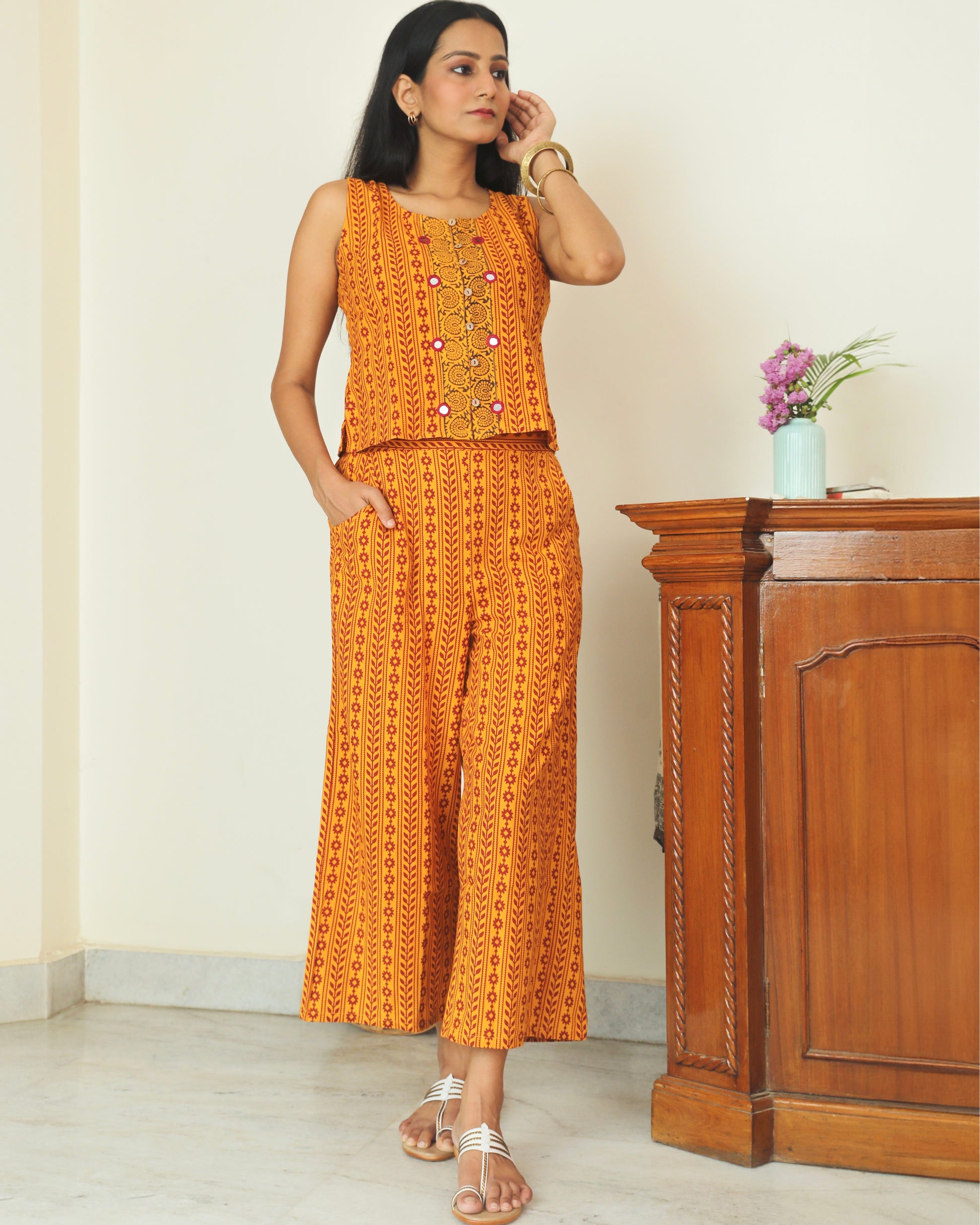Yellow Bag printed Co-ord from Bebaak