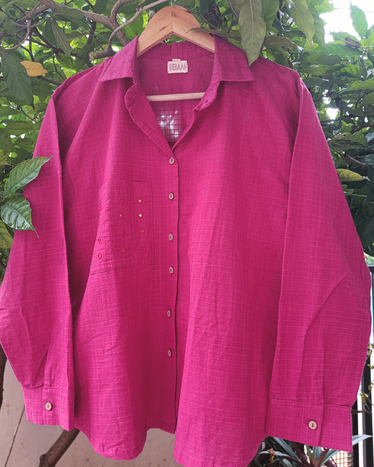 Ruby pink Oversized cotton shirt