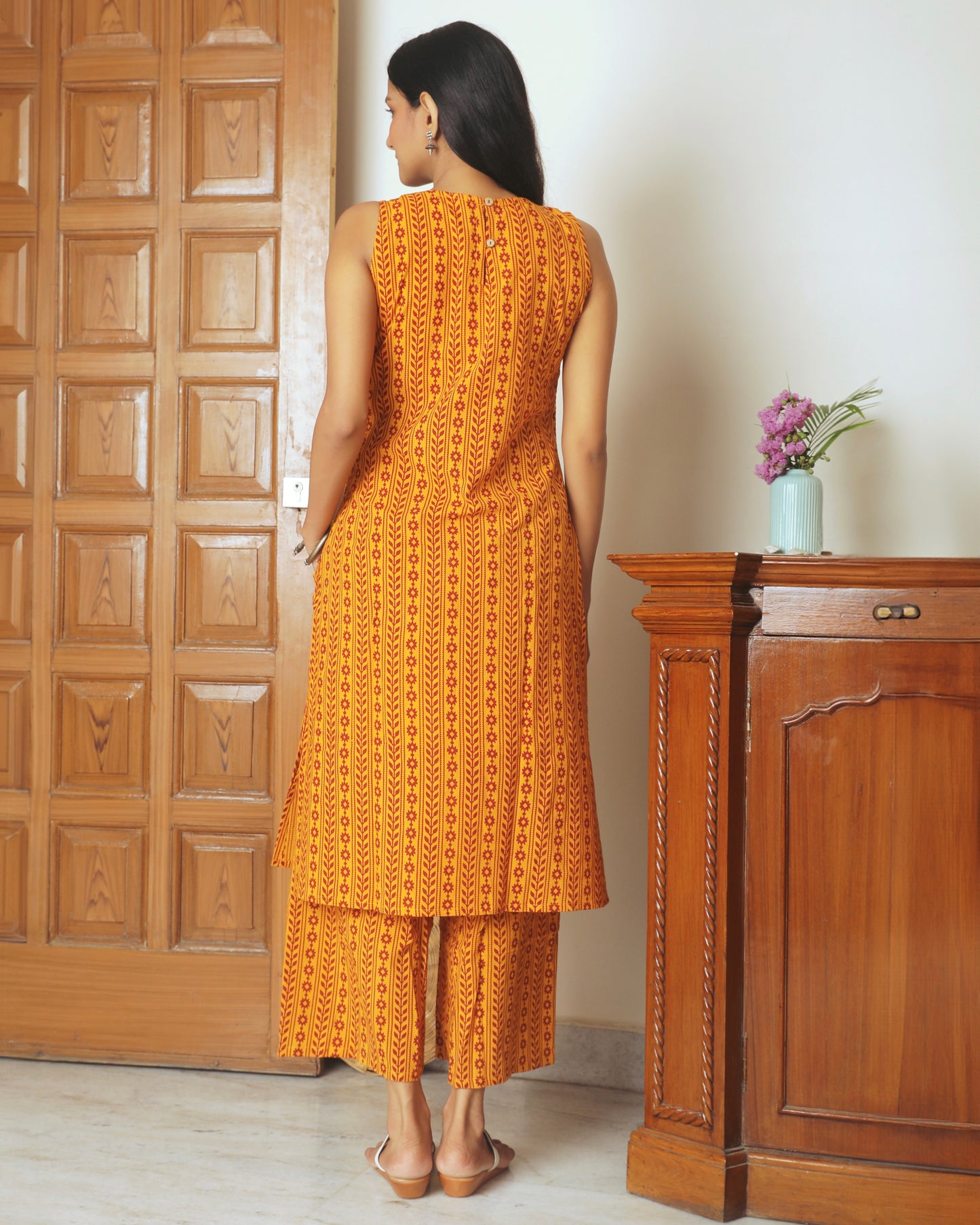 Shop yellow Bagh print cotton tunic set online at bebaakstiudio.com