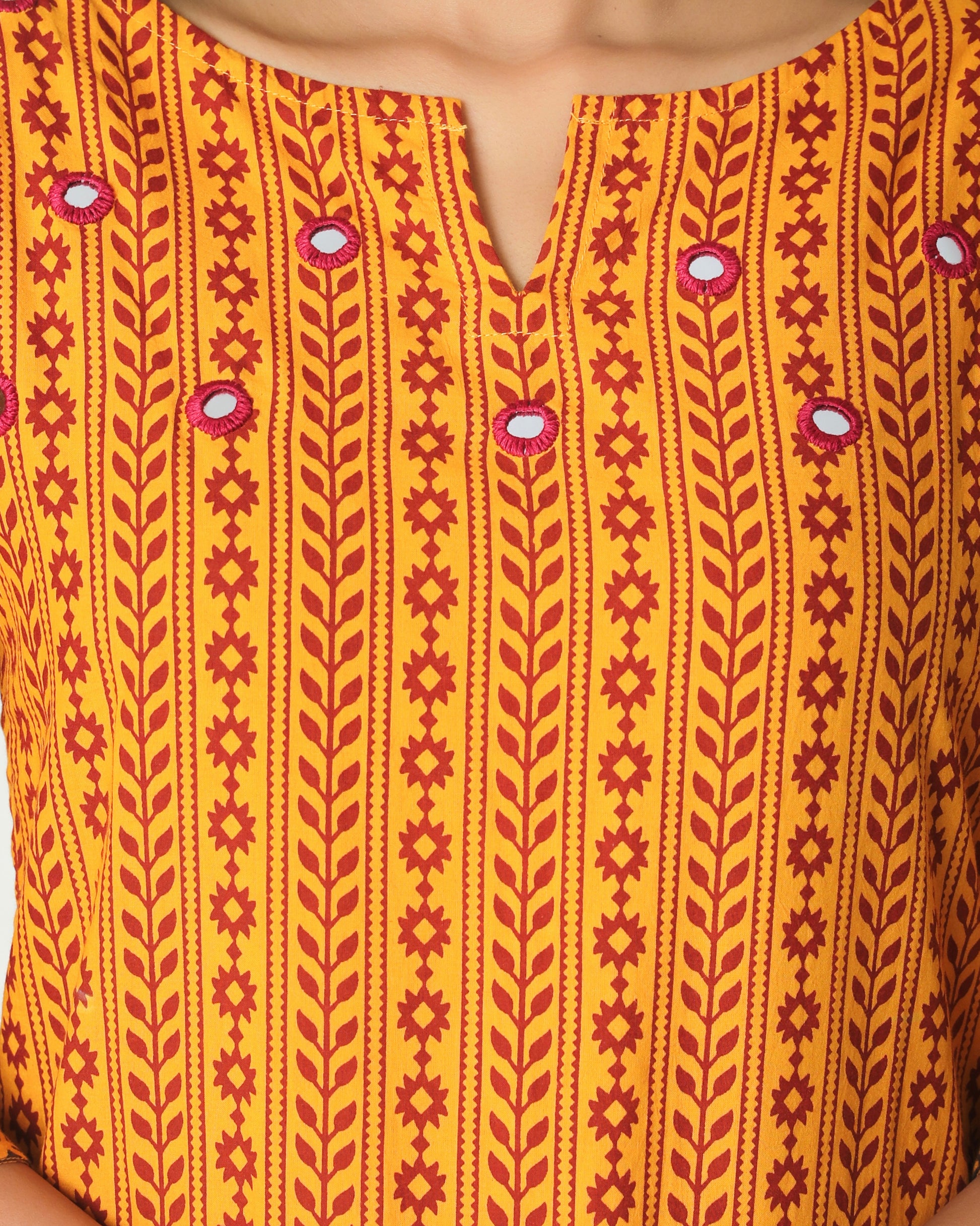 Mustard Bagh print short kurta set online at bebaakstudio.com