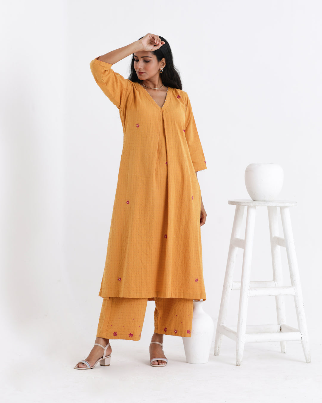 Shop earthy yellow kurta palazzo tunic set from Bebaak : Festive wear and casual wear