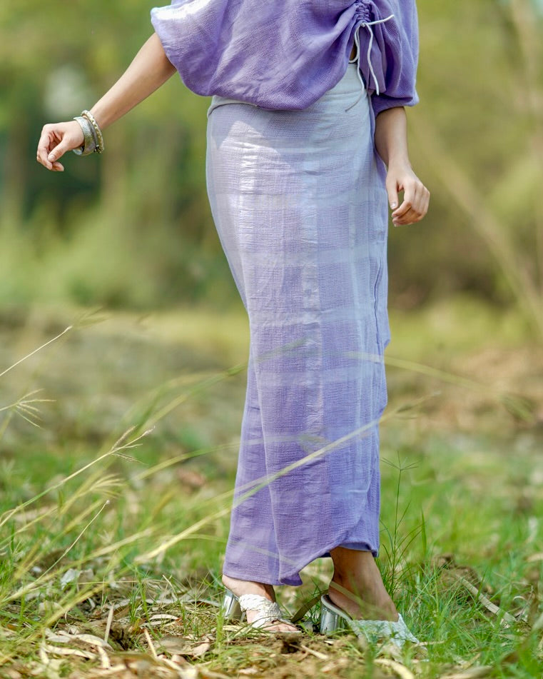 Arya lilac wrap skirt online at bebaakstudio.com