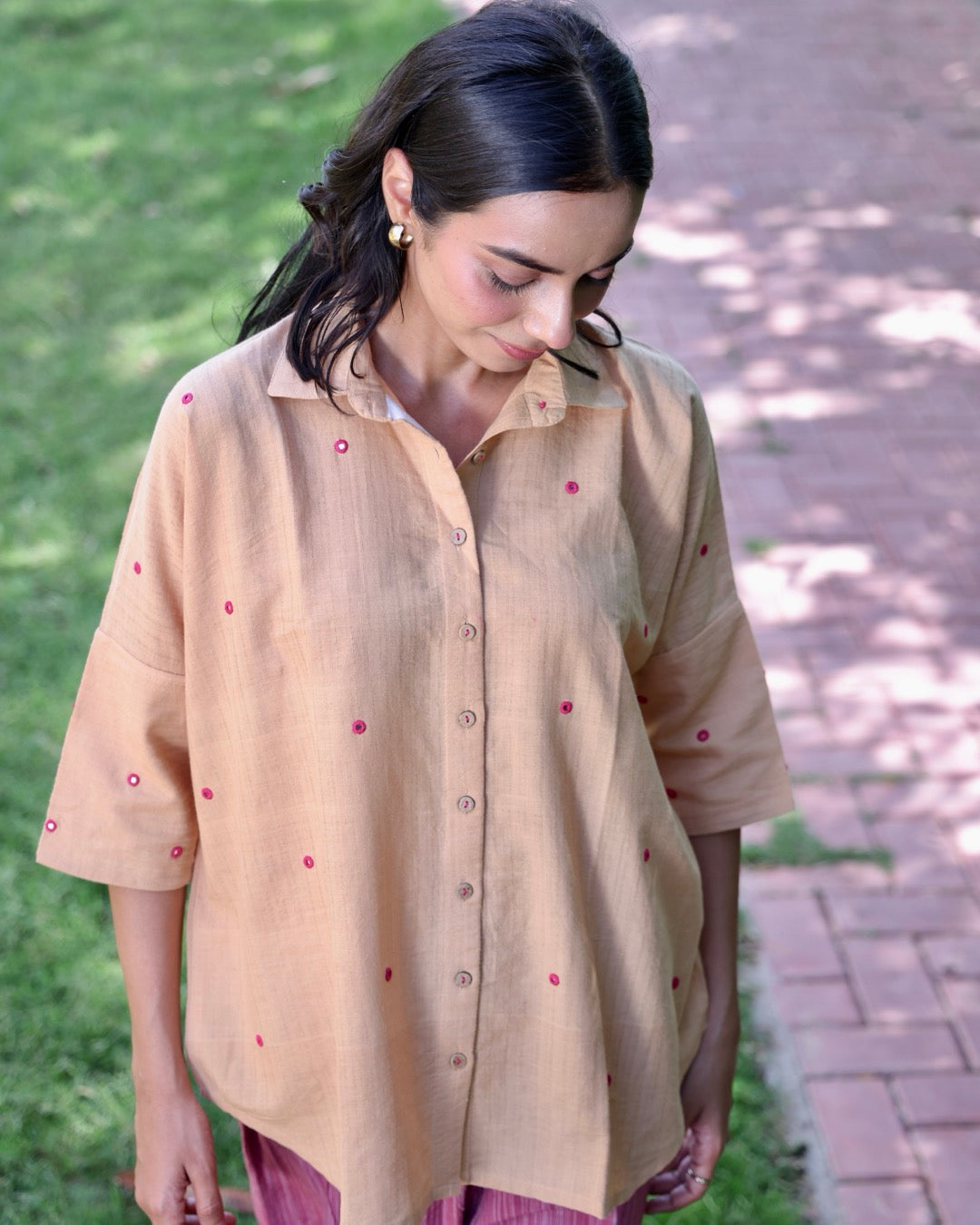 Beige Mirror Anti fit Shirt