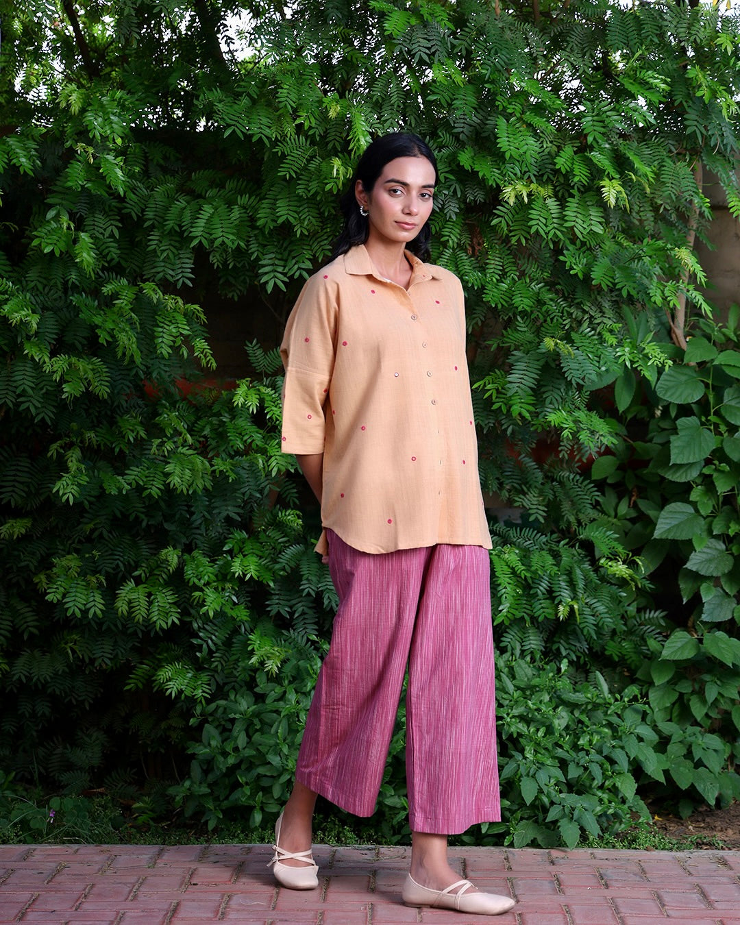 Sienna Beige Handwoven Shirt Co-ord Set