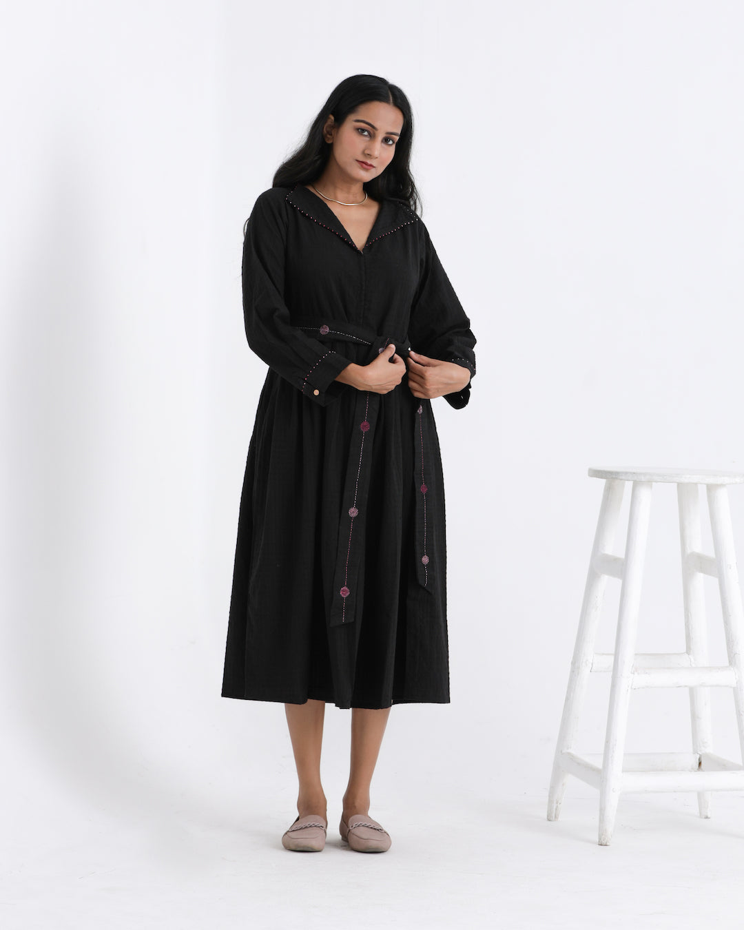 Shop black pleat dress online at bebaakstudio.com
