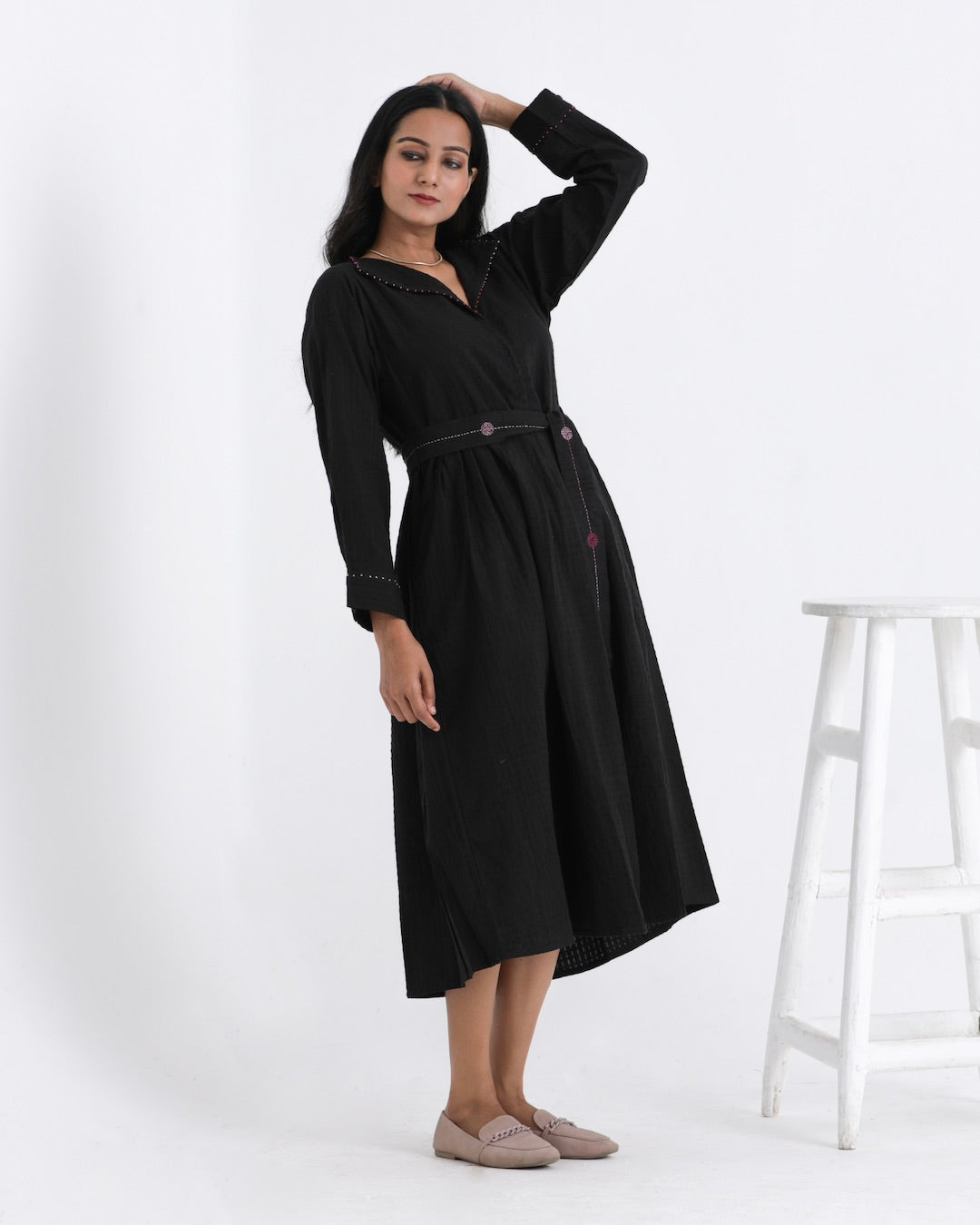 Shop black pleat dress online at bebaakstudio.com