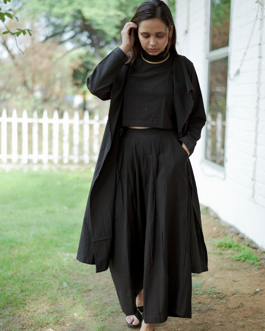 Shop black Overlay co-ord set online at bebaakstudio.com