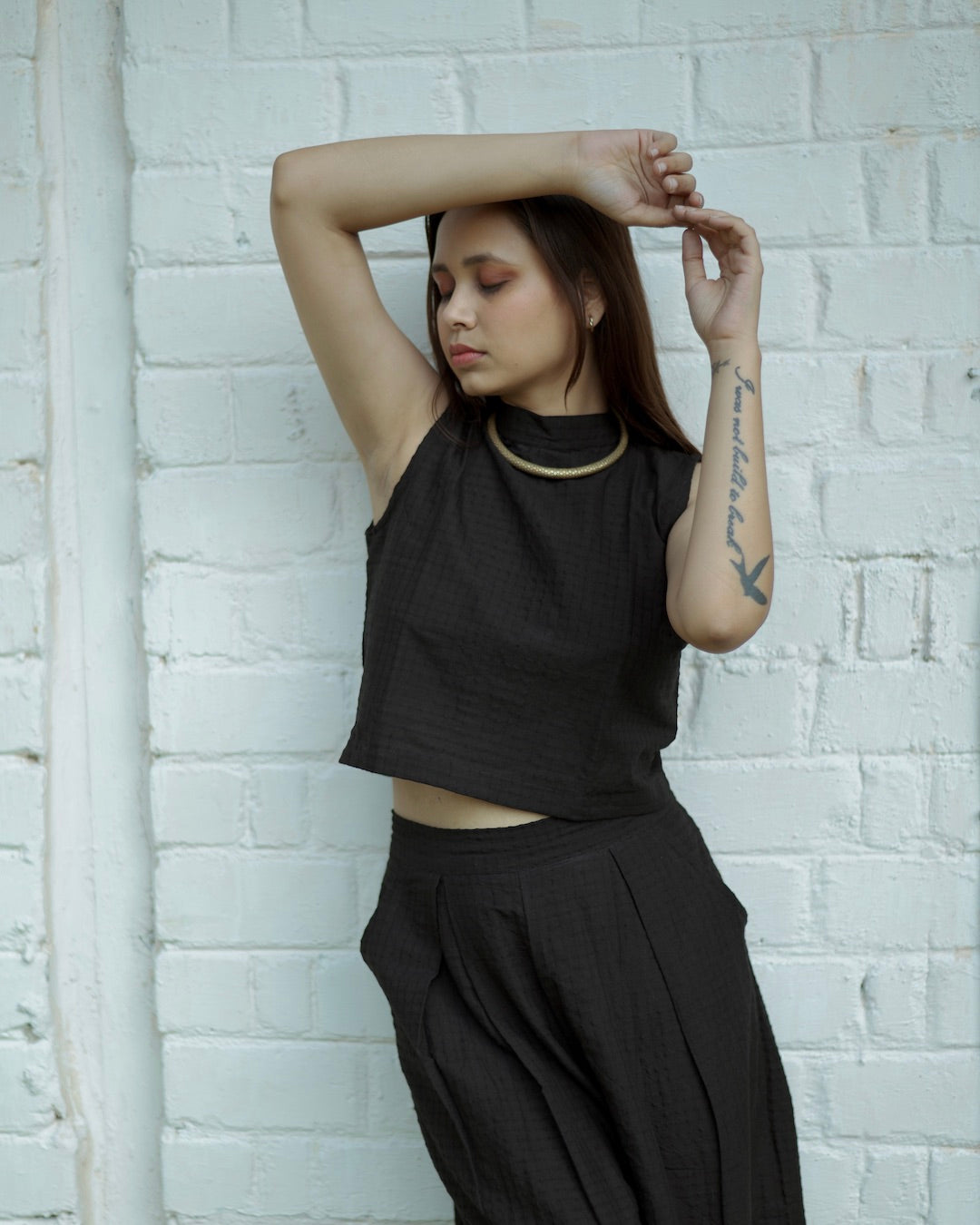 Shop black palazzo co-ord set online at bebaakstudio.com