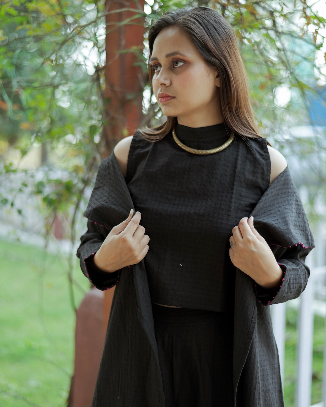 Shop black Overlay co-ord set online at bebaakstudio.com