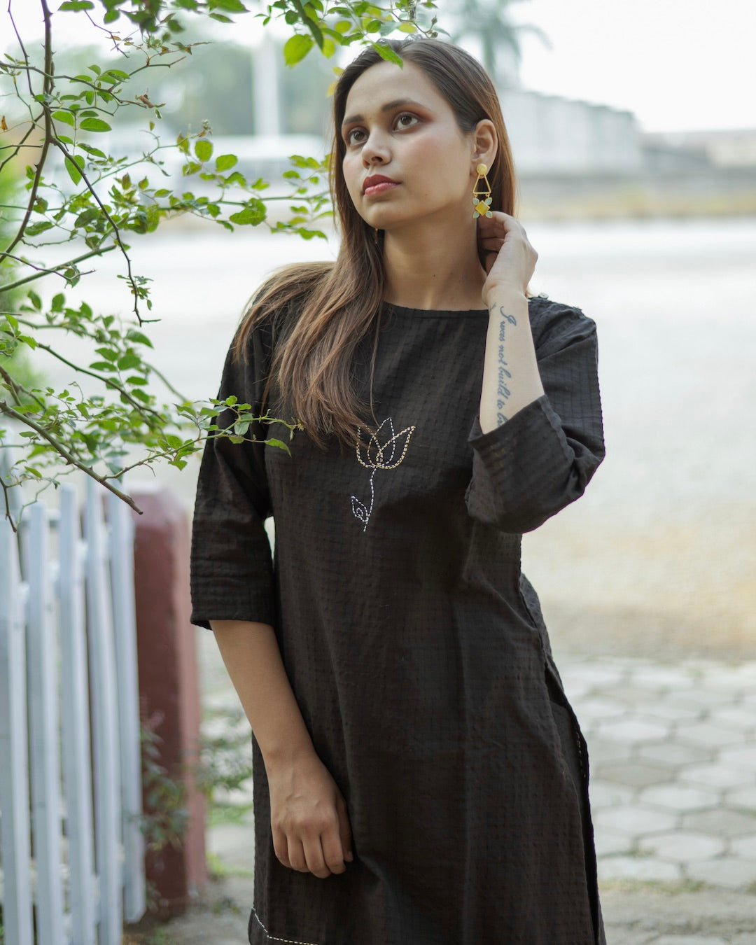 Black tunic set: Shop Black kurta set online at bebaakstudio.com