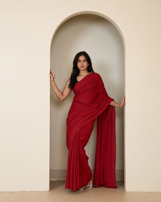 Aalta Coral Handwoven Cotton Saree