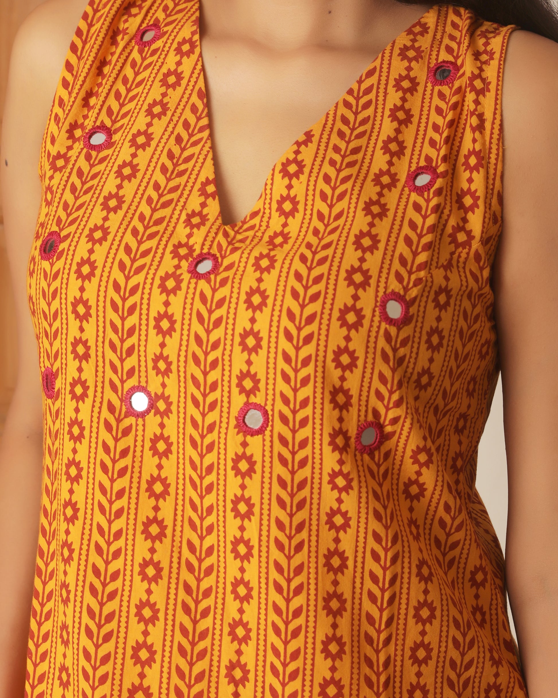 Shop yellow Bagh print cotton tunic set online at bebaakstiudio.com