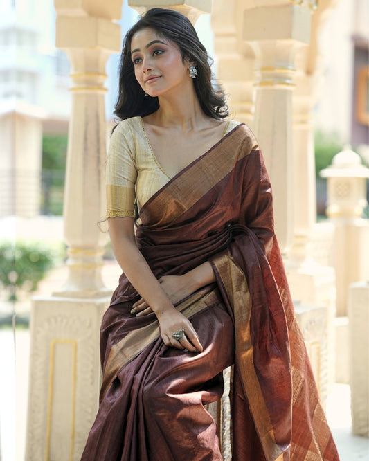 Shipra Brown Kosa Silk Saree