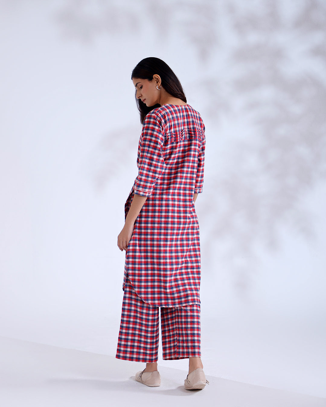 Dil Red Gingham Handwoven Cotton Kurta Set