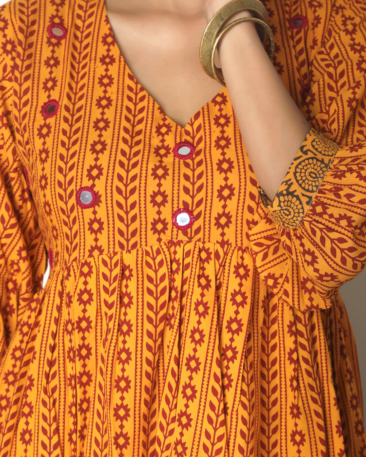 Yellow Bagh print tier short dress from Bebaak