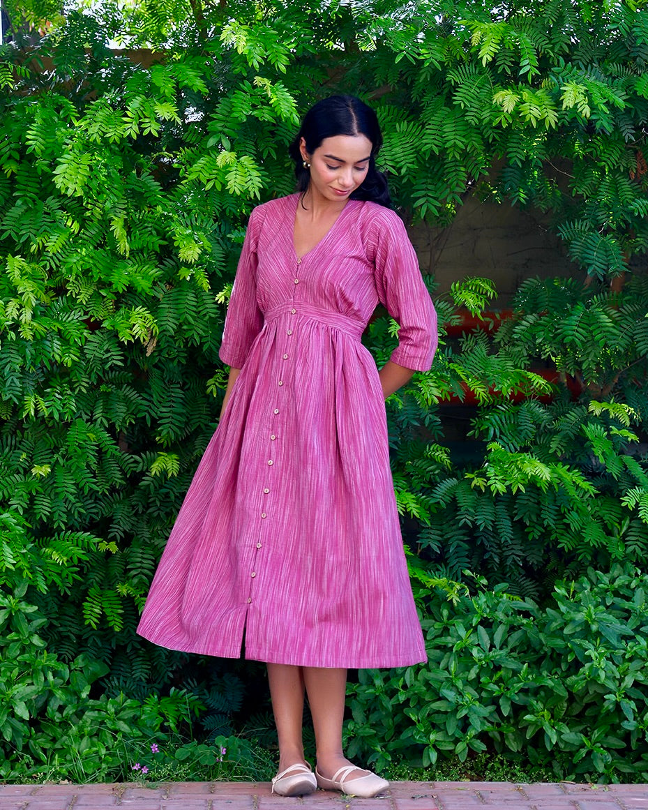 Gul Mauve Handwoven Midi Dress