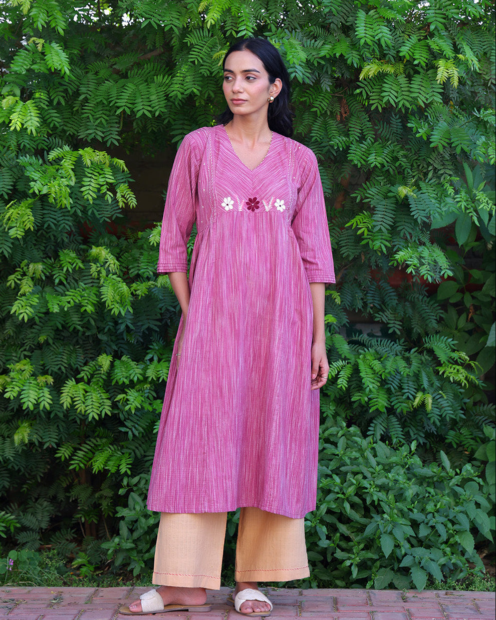 Gul Floral Handwoven Tunic Set