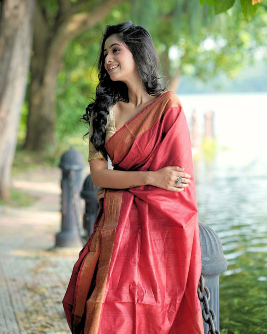 Parvati Red Kosa Silk Saree