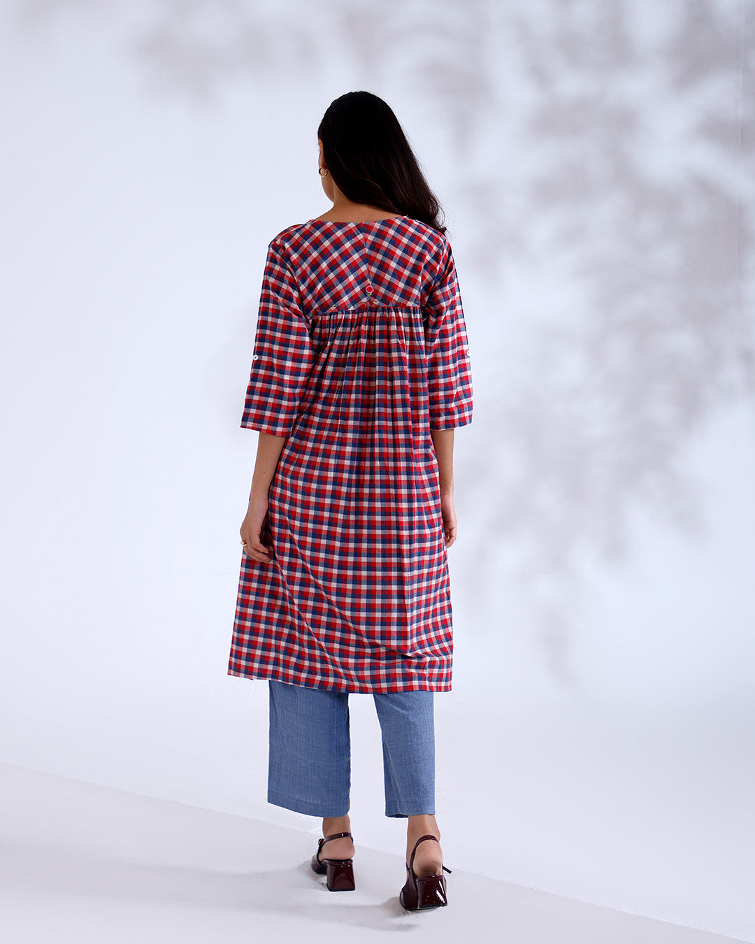 Rosa Gingham Handwoven Cotton Tunic Set