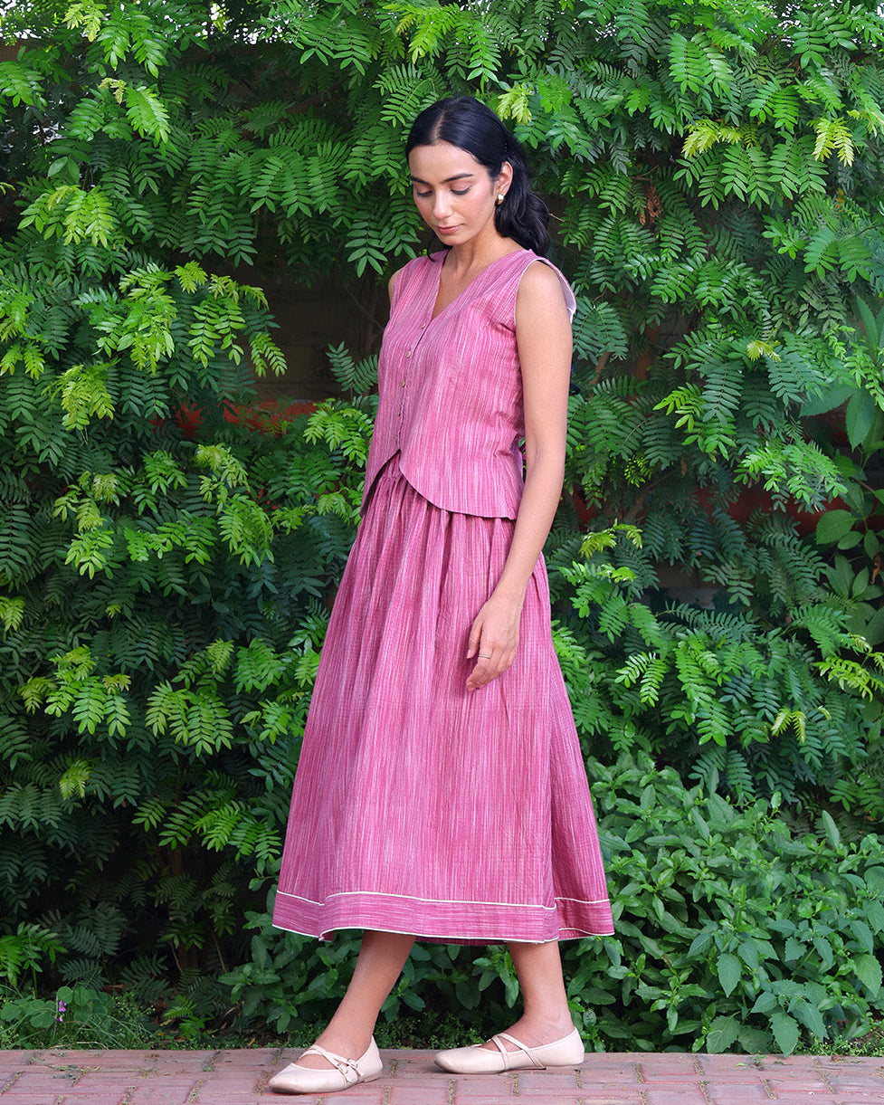 Gul Mauve Handwoven Skirt Set