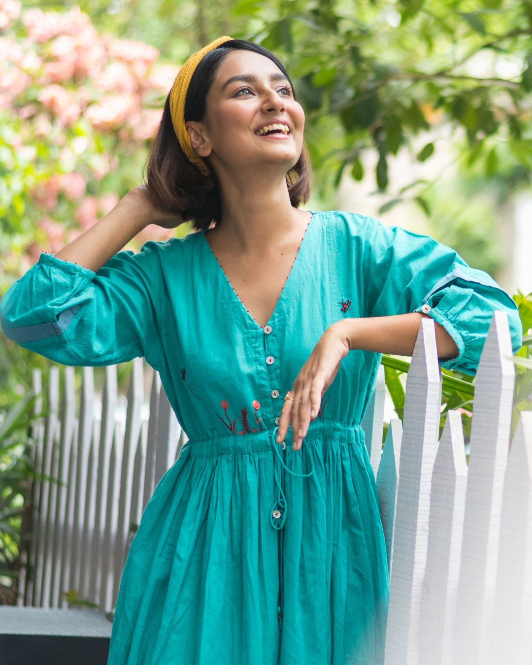 Ocean green maxi summer dress online at bebaakstudio.com