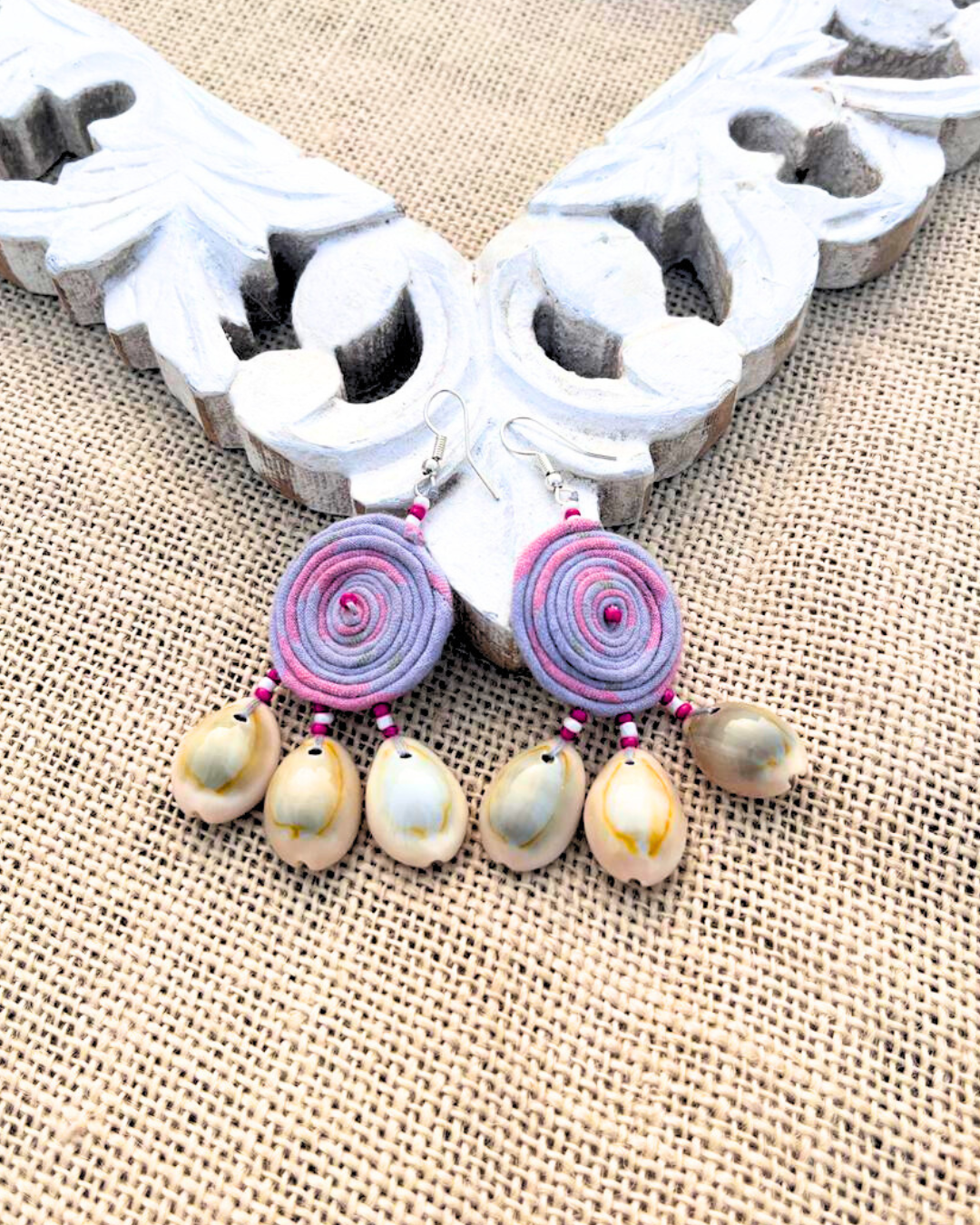 Handcrafted up cycled textile boho earrings