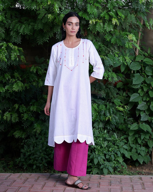 Avni Scallop Cotton Tunic Set