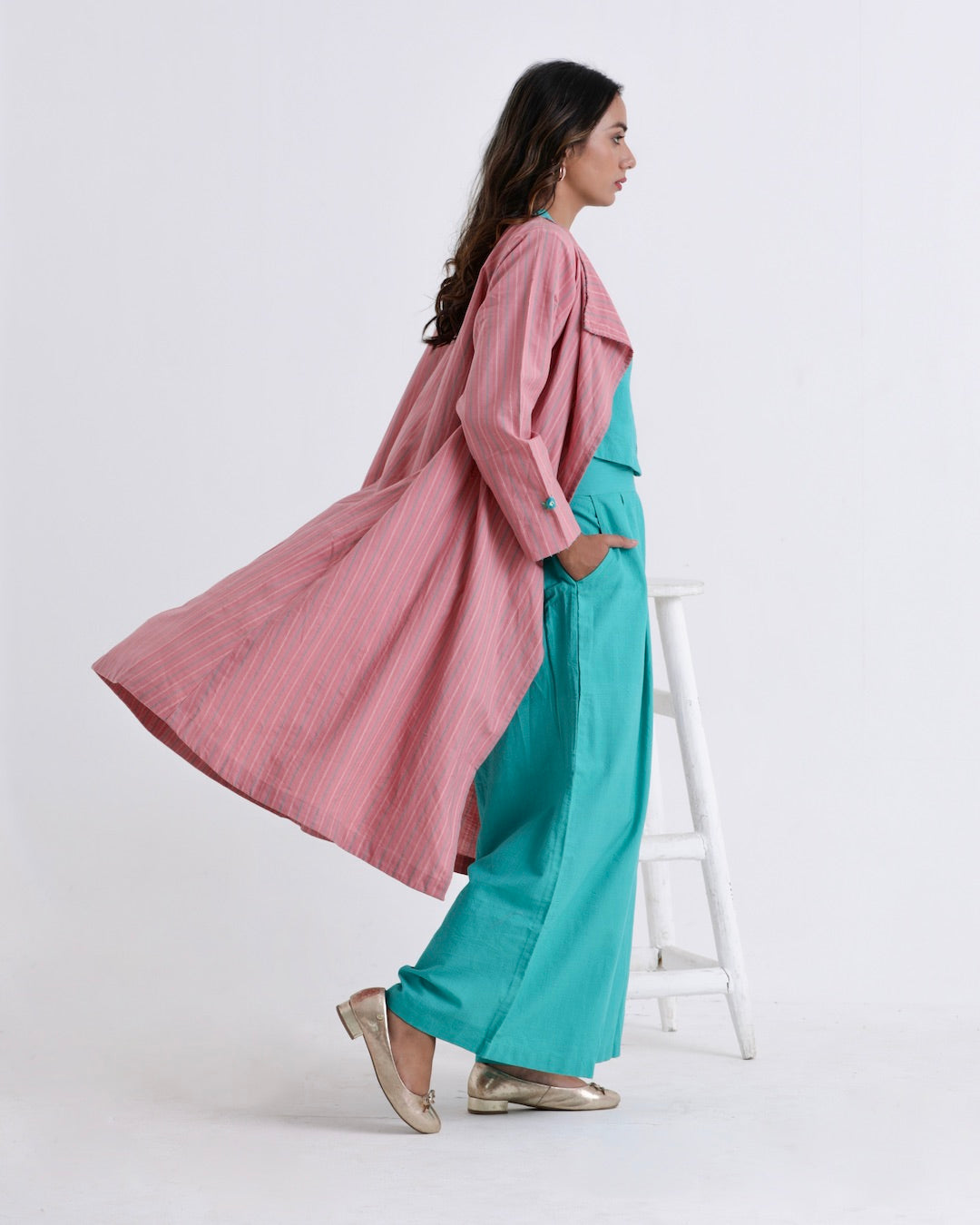 Shop Teal green cotton overlay co-ord set