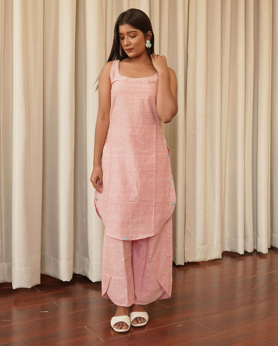 Baby pink straight palazzo