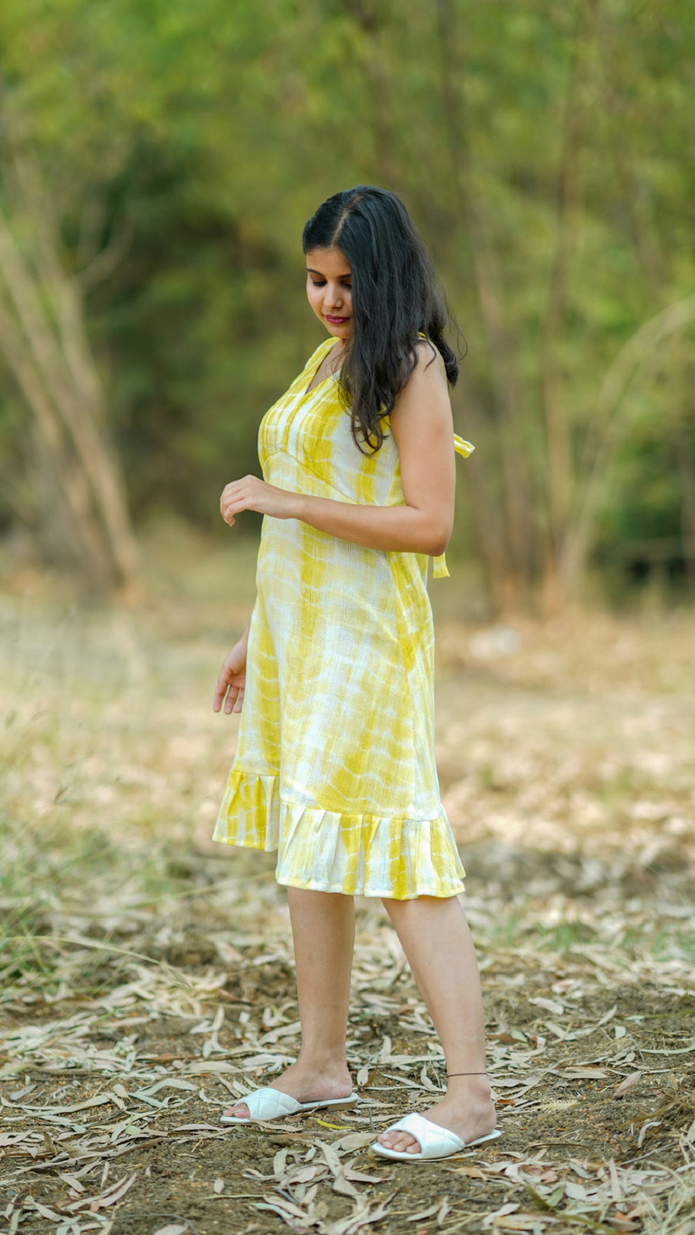 Shop cute yellow A line dress from bebaak