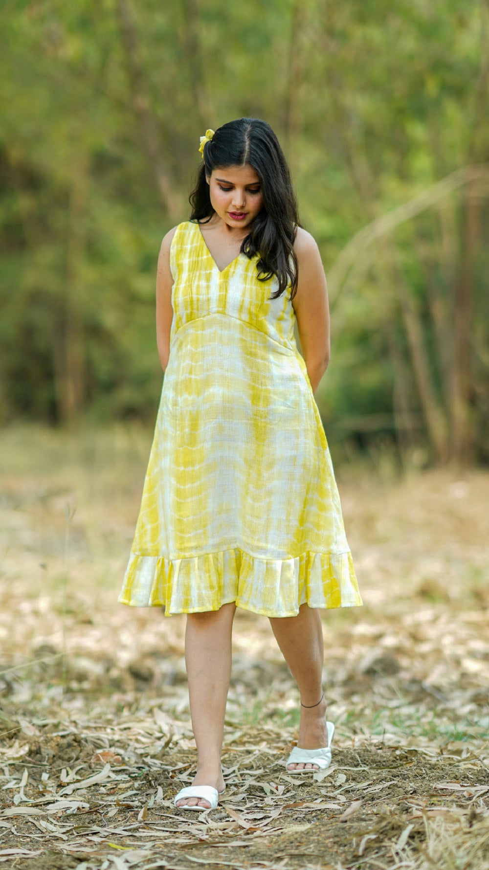 Shop cute yellow A line dress from bebaak