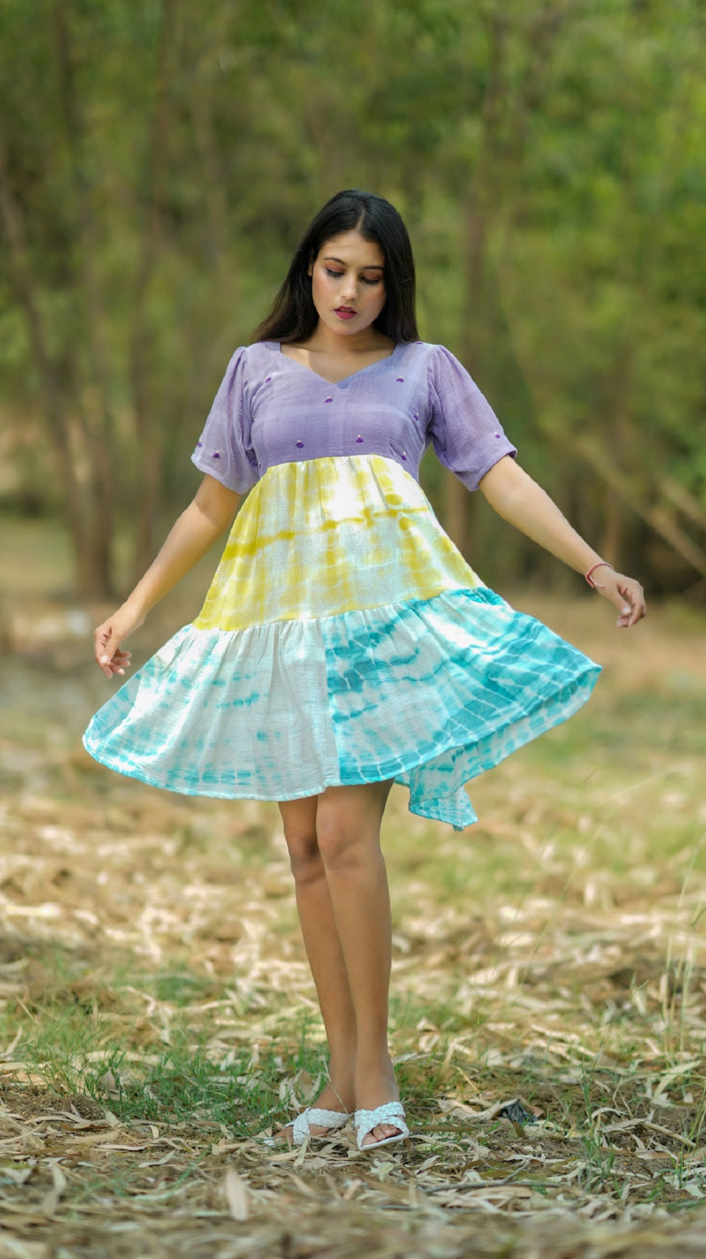 Shop flared short dress from Bebaak