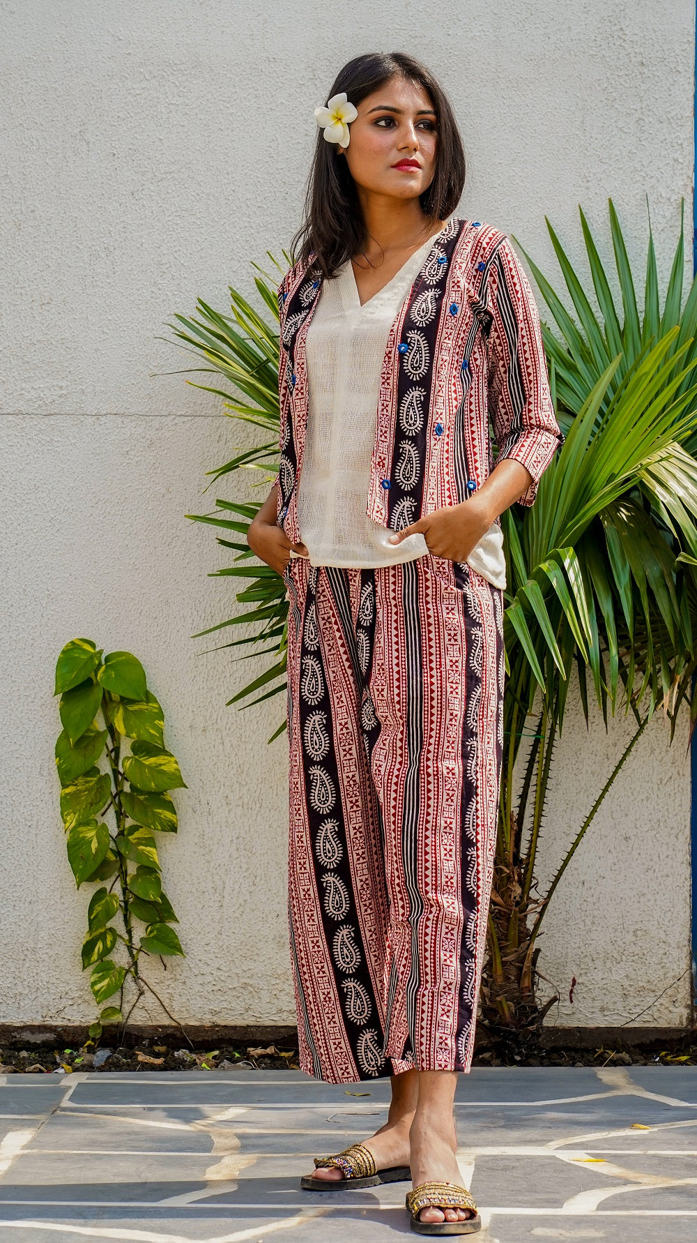 Shop Bagh print shrug jacket online at bebaakstudio.com