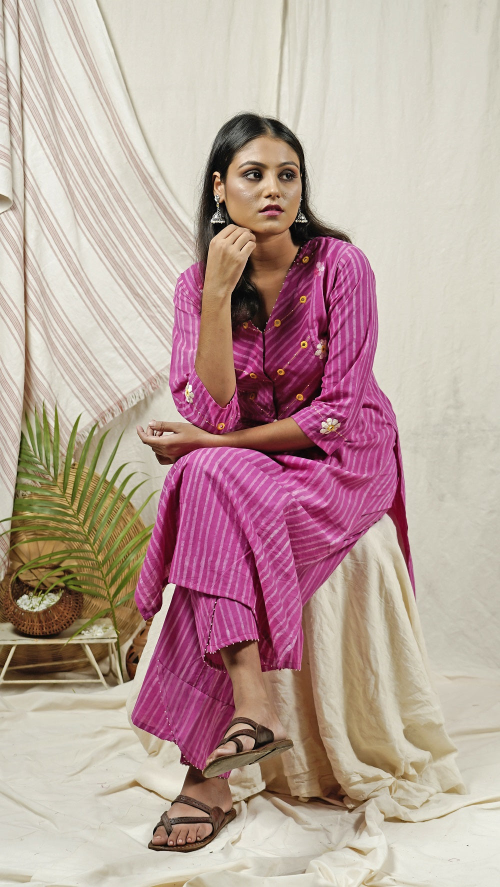 Shop tunic set: Pink block print tunic set online at bebaakstudio.com