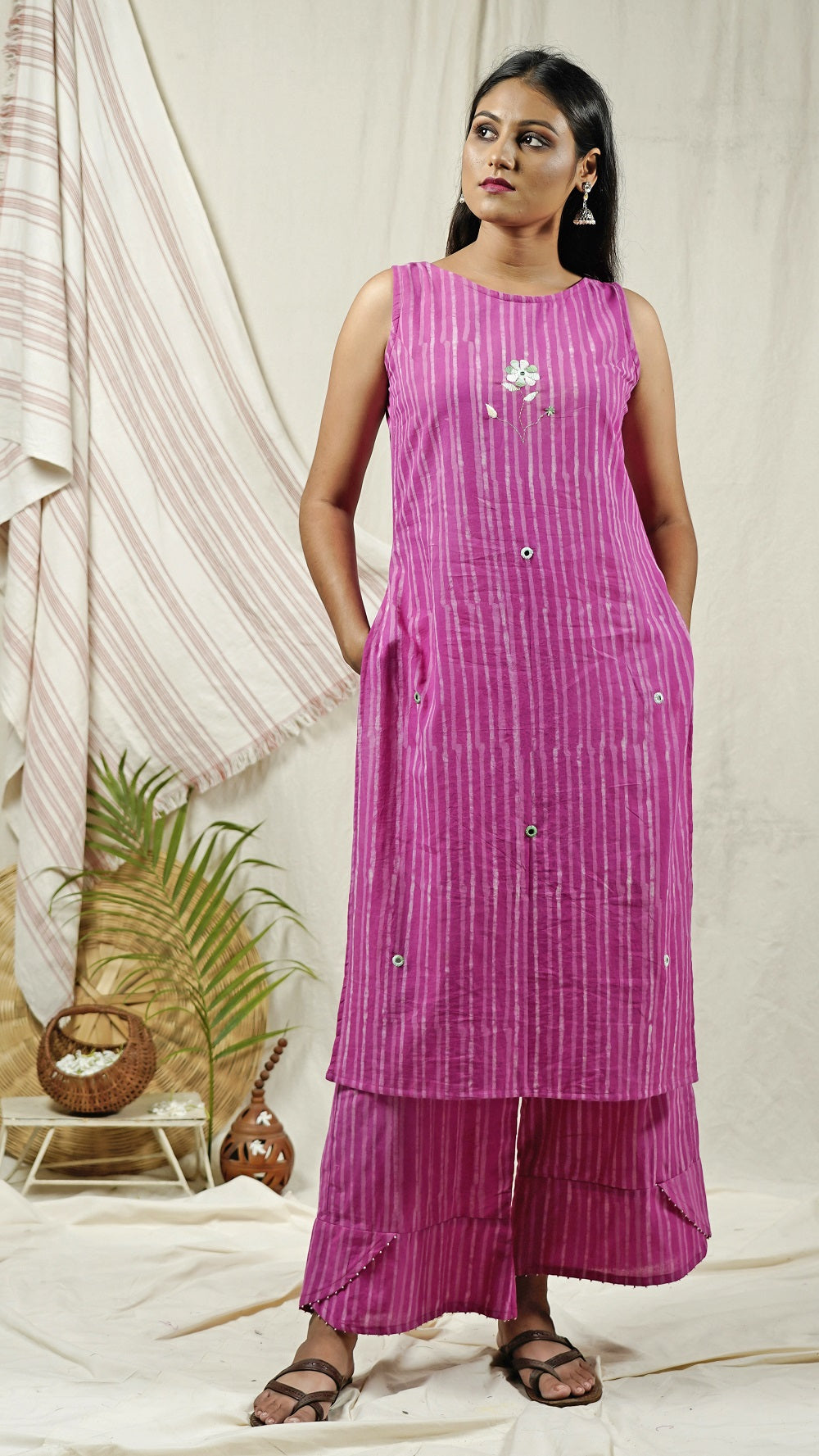 Shop tunic set: Pink boat neck tunic set online at bebaakstudio.com