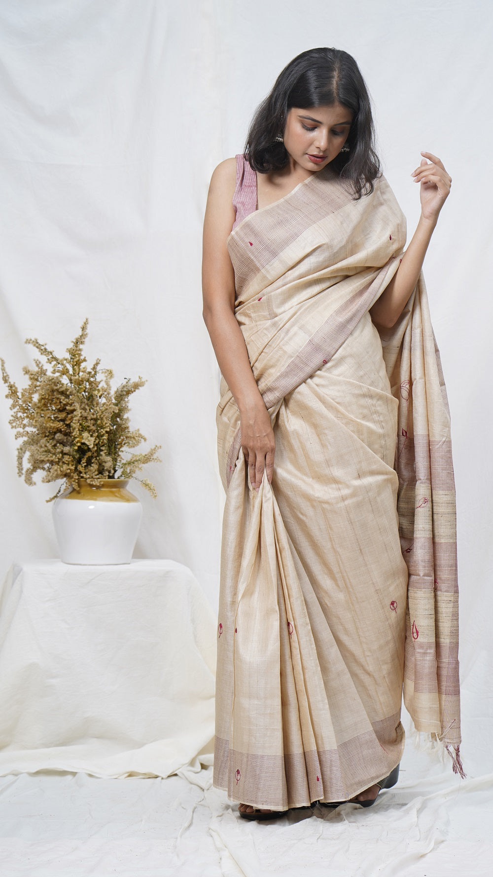 Gul pure kosa silk handloom saree online available at bebaakstudio.com