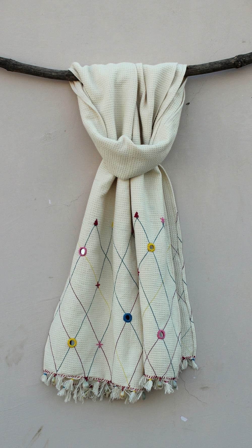 Kora thick cotton mirror stole online at bebaakstudio.com