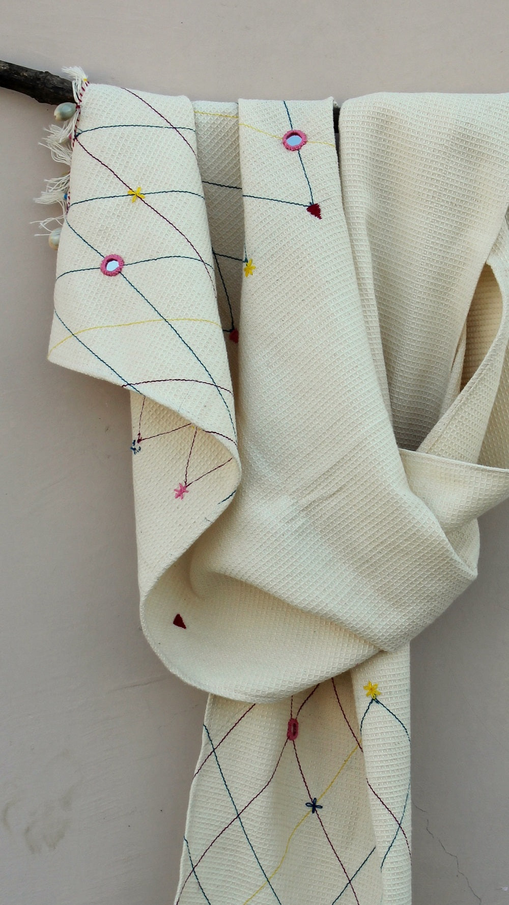 Kora thick cotton mirror stole online at bebaakstudio.com