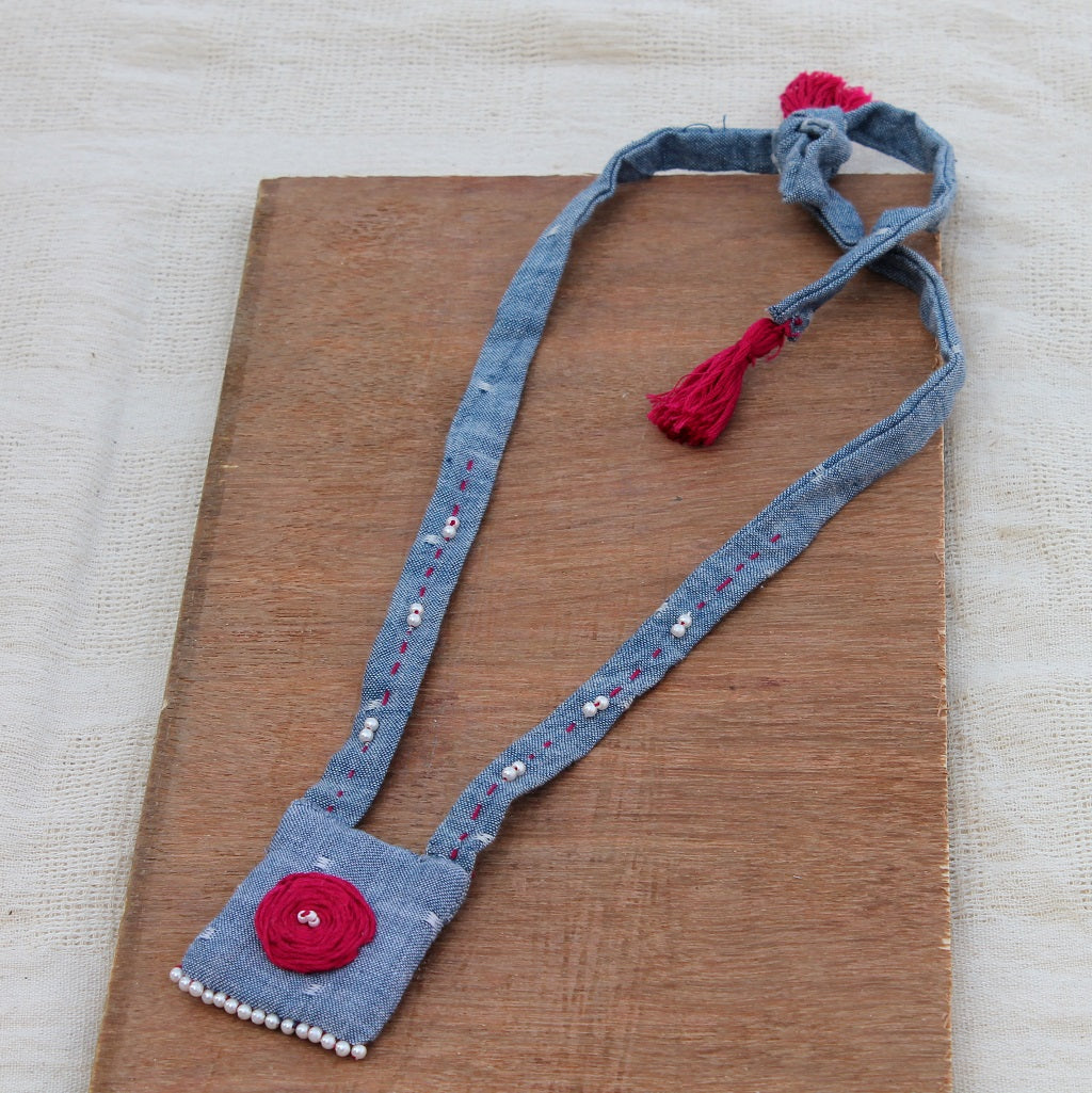 Pink rose Grey Necklace