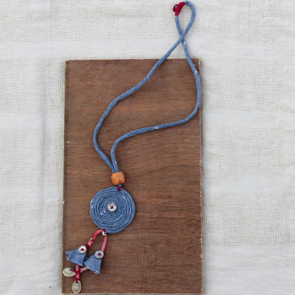 Grey hoop pendant necklace