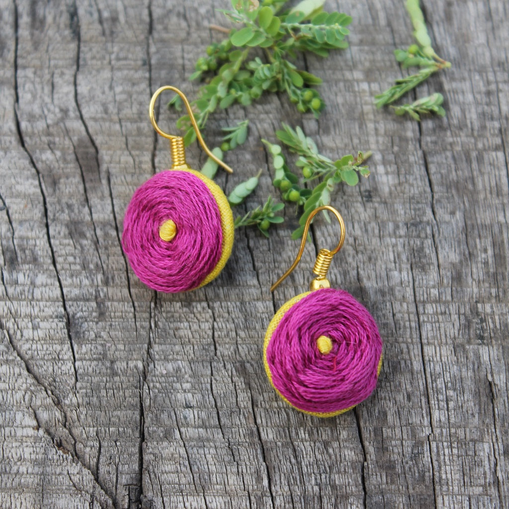 Pink Rose embroidered ear stud