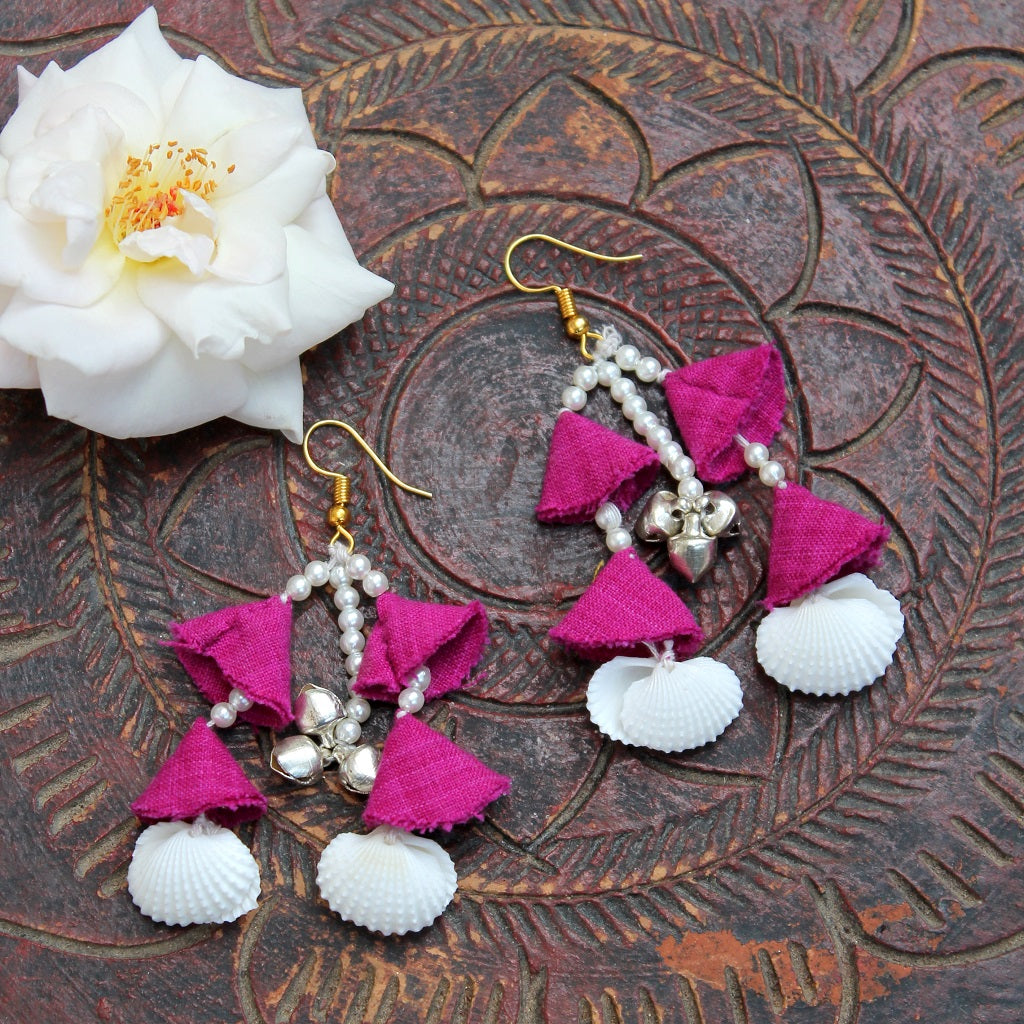 Pink jhanjhar earring