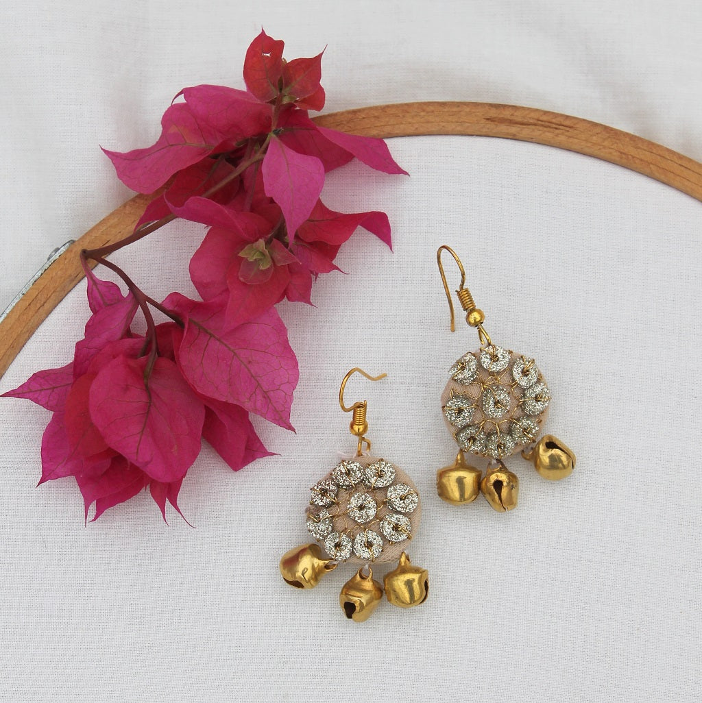 Gold sequin earring