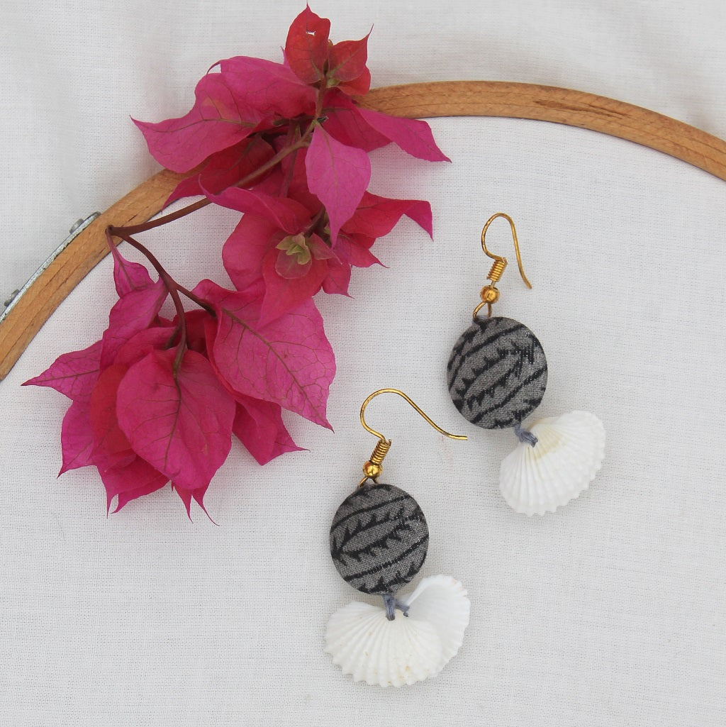 Grey shell earring