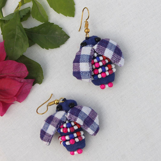 Gingham bee earring