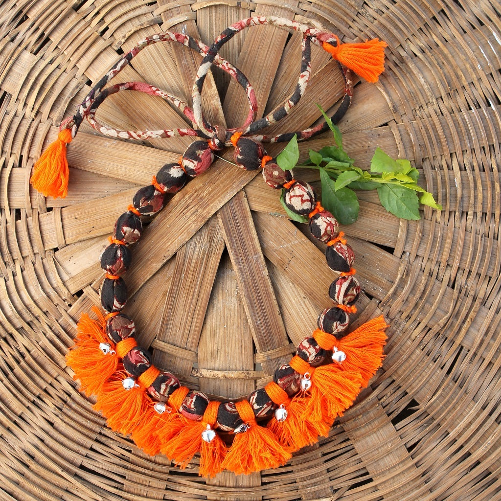 Orange tassel necklace