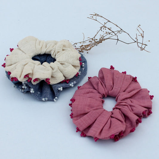 Cotton Pastel scrunchie online available at bebaakstudio.com